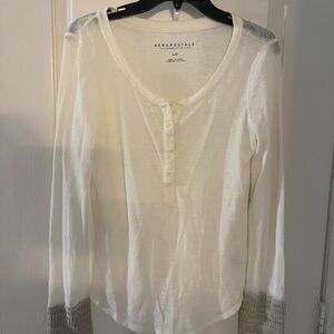 Aeropostale Women's Cream Henley Blouse